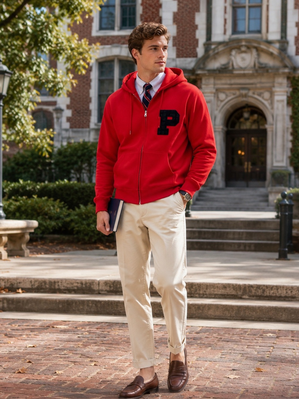 Polo Ralph Lauren Blackwatch Chenille "P" Patch Double Knit Red Hoodie Mens XXL